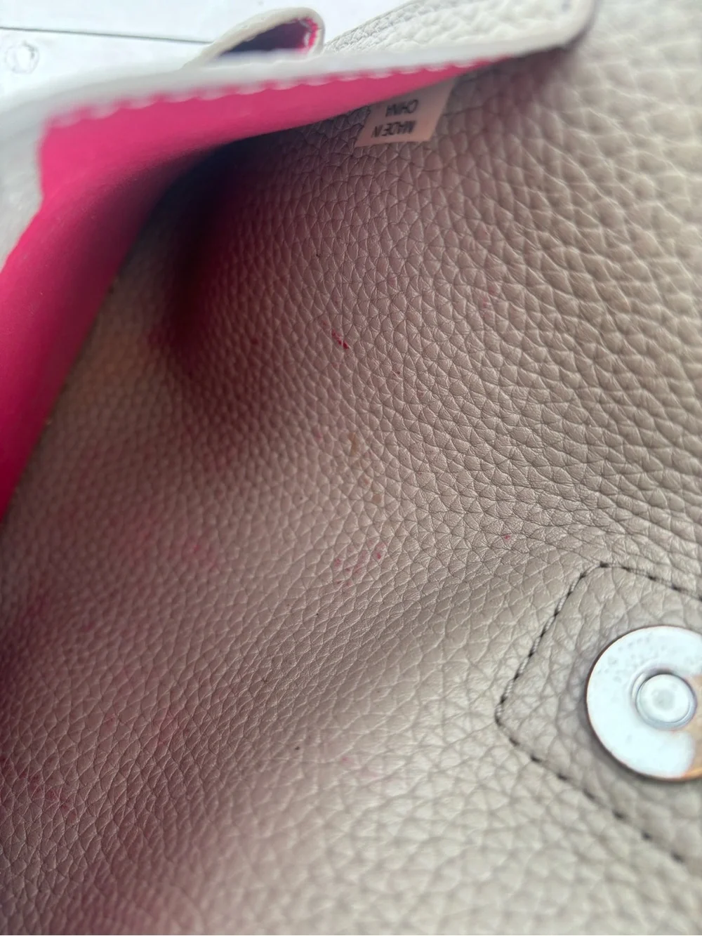 Tory Burch Taupe Pebbled Leather Shoulder Hobo with Red Lining